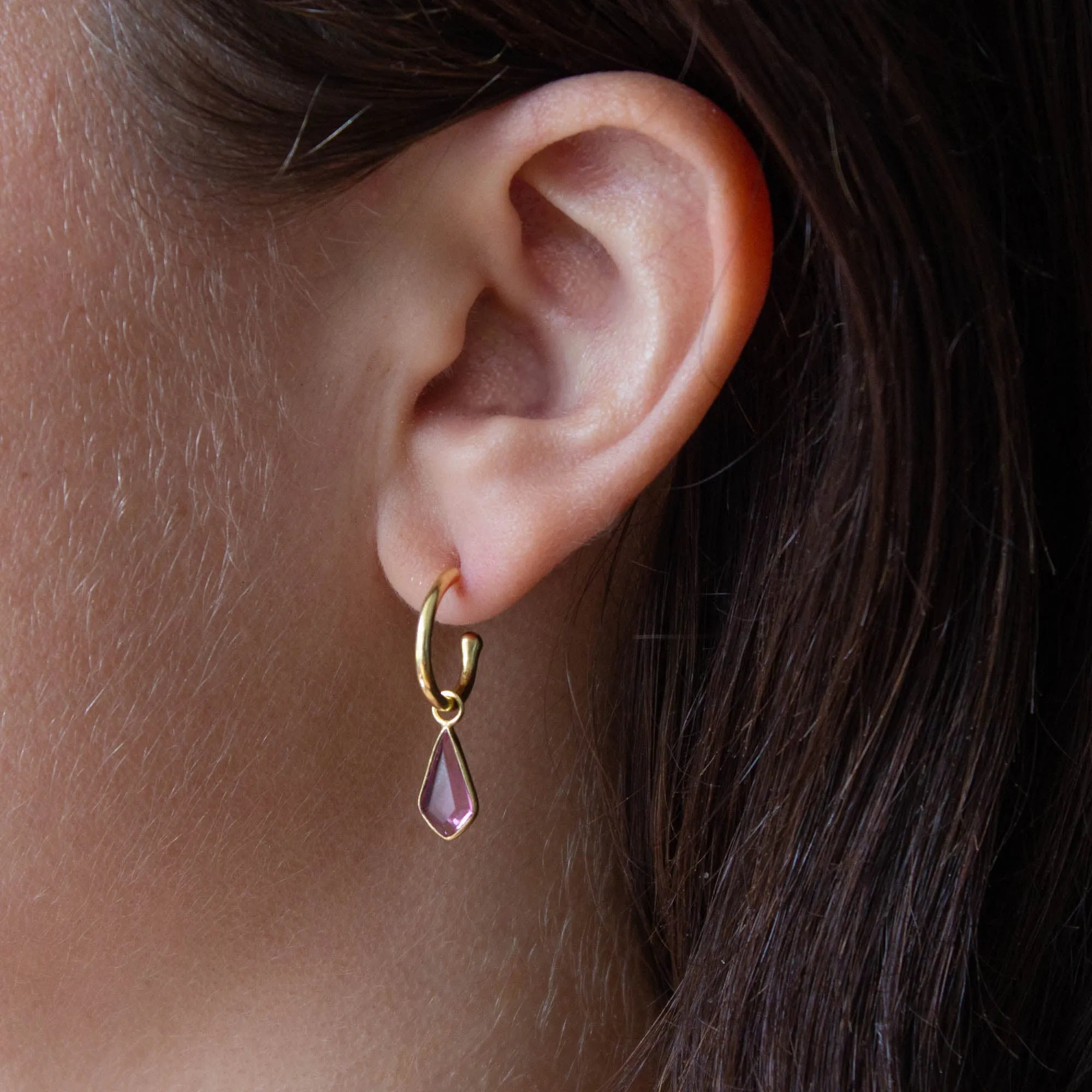 Gold and Gemstone Kite Charm Hoops