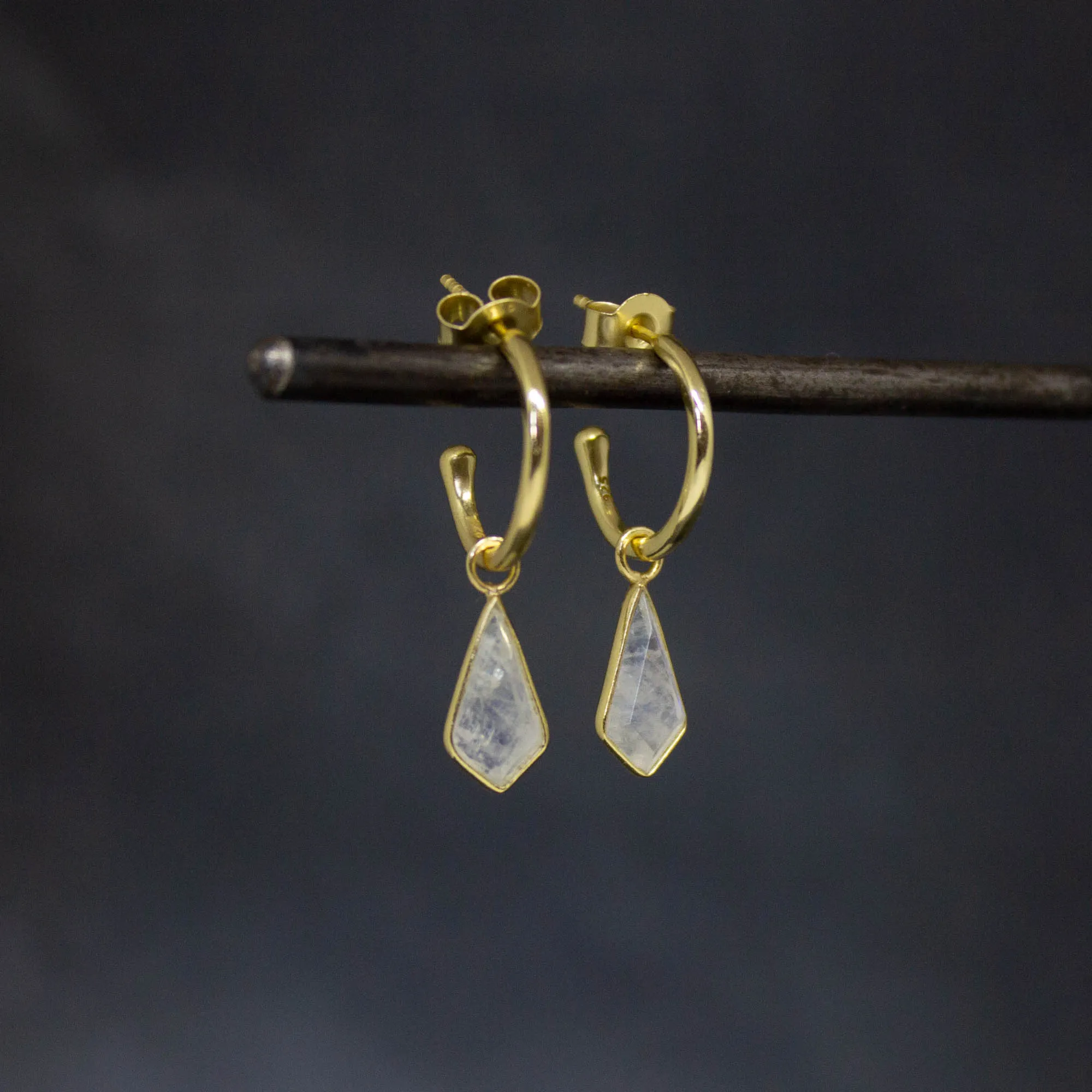 Gold and Gemstone Kite Charm Hoops