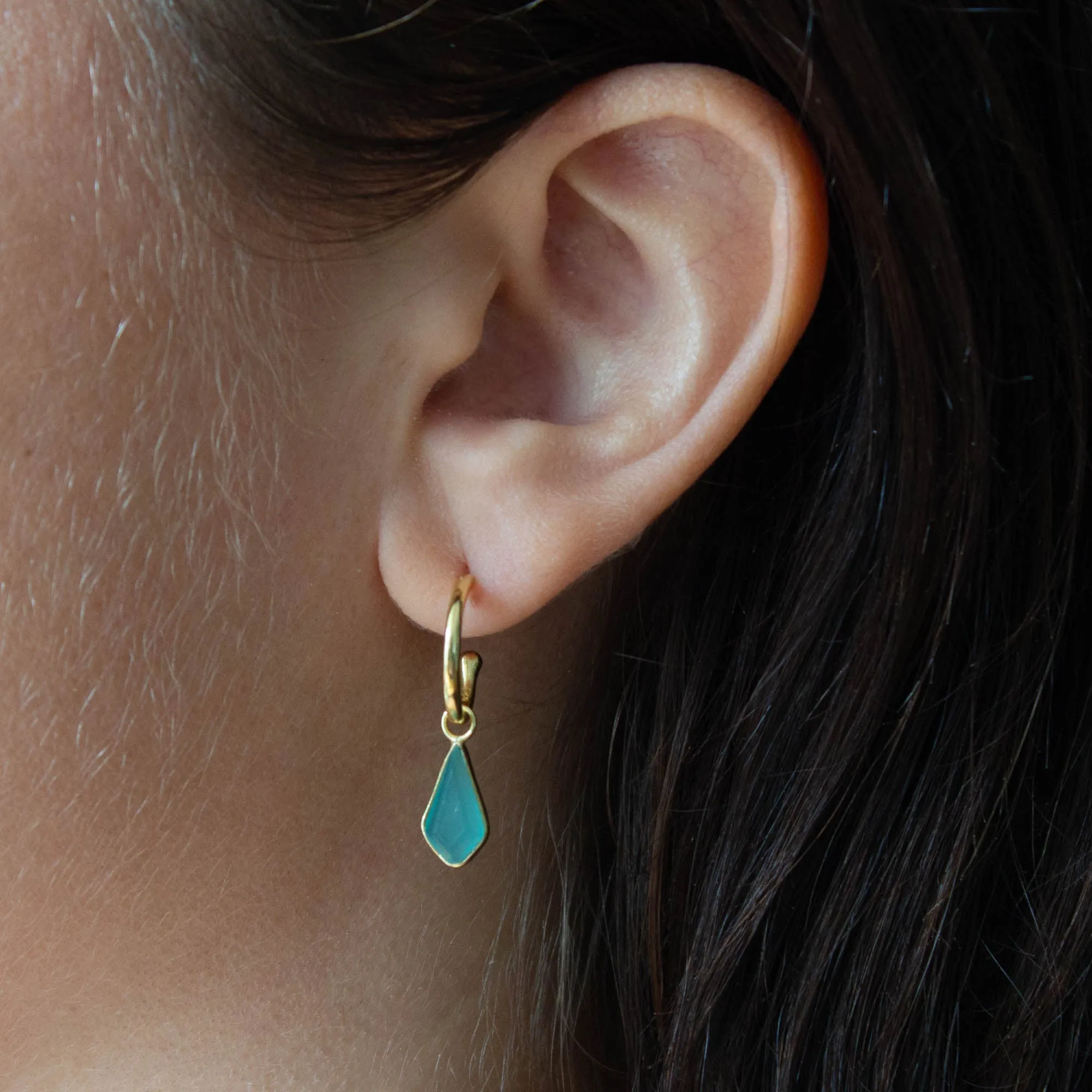 Gold and Gemstone Kite Charm Hoops