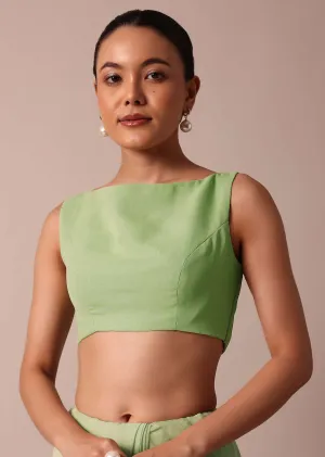 Green Lucknowi Chikankari Sequin Saree In Georgette With Unstitched Blouse Piece