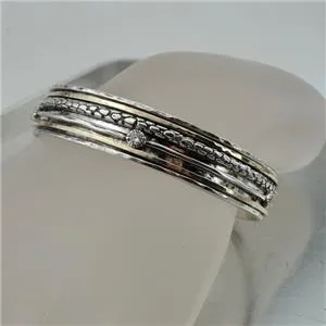 Hadar Designers Handmade 9k Yellow Gold 925 Silver Zircon Bangle Bracelet Made in Israel Gift for Her
