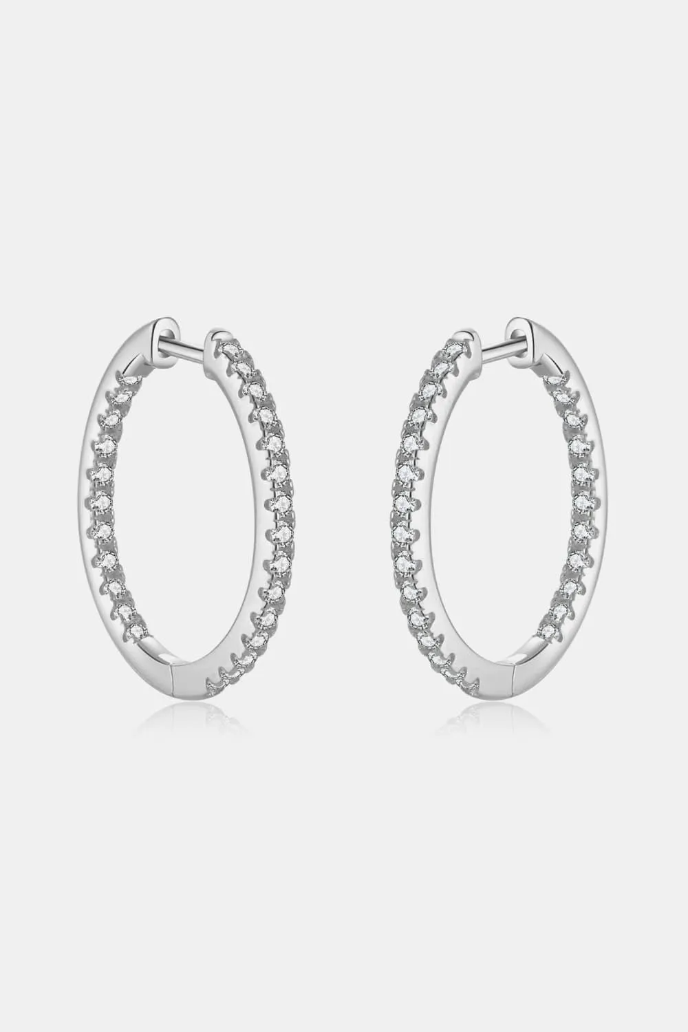 Inlaid Zircon 925 Sterling Silver Huggie Earrings