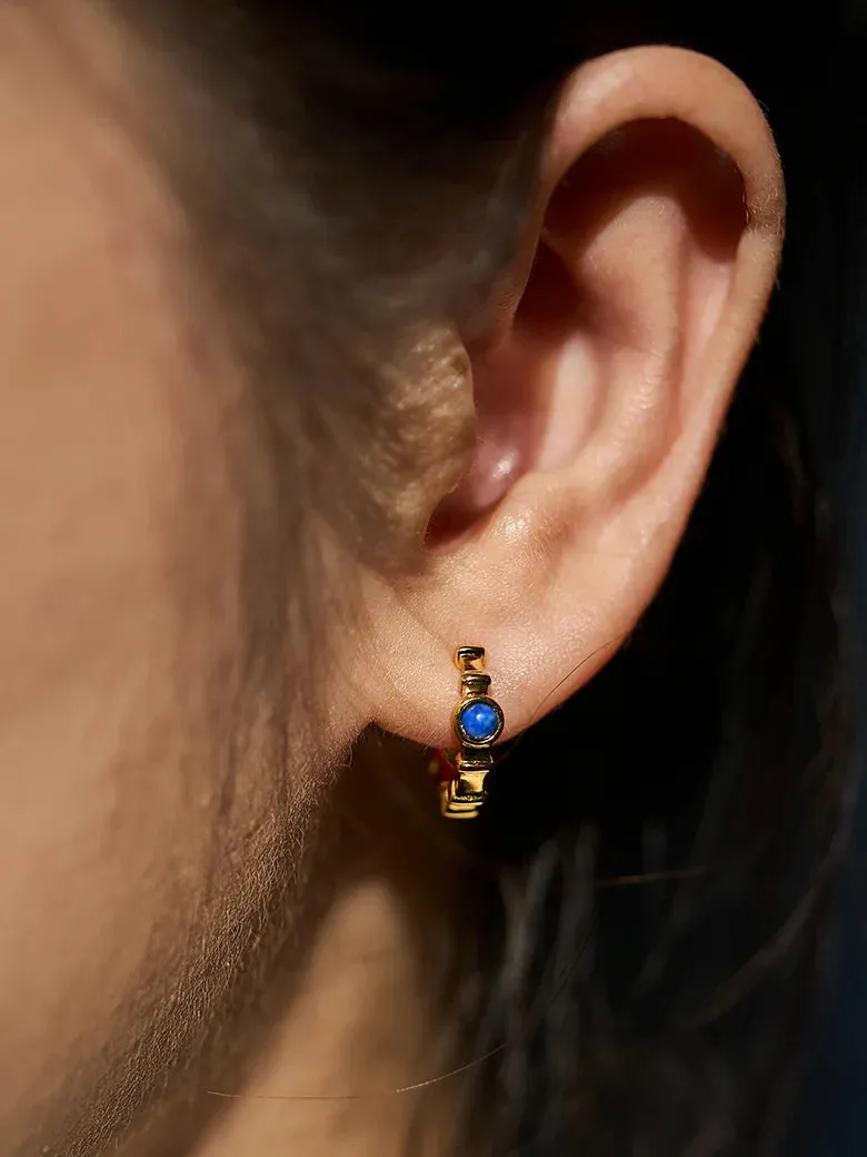 Lapis Lazuli Ridge Hoop Earrings