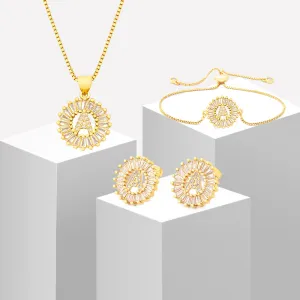 Letters Necklace Earrings Bracelet Jewelry Sets