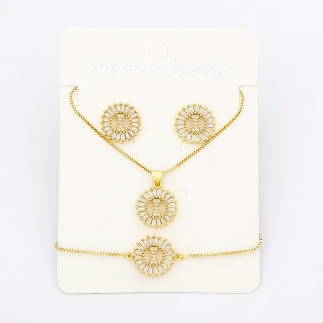Letters Necklace Earrings Bracelet Jewelry Sets