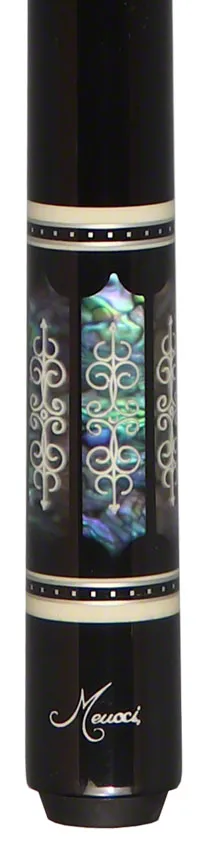 Meucci 21st Century 3 Black - Abalone Pearl - Black Wrap Pool Cue with Carbon Shaft - 2103BKABBKC