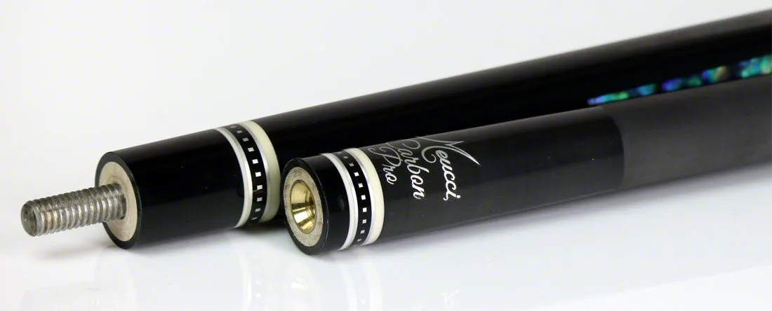 Meucci 21st Century 3 Black - Abalone Pearl - Black Wrap Pool Cue with Carbon Shaft - 2103BKABBKC