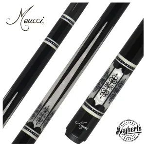 Meucci 21st Century 3 Black - MOP - Black Wrap Pool Cue with Carbon Shaft - 2103BKMOPBKC