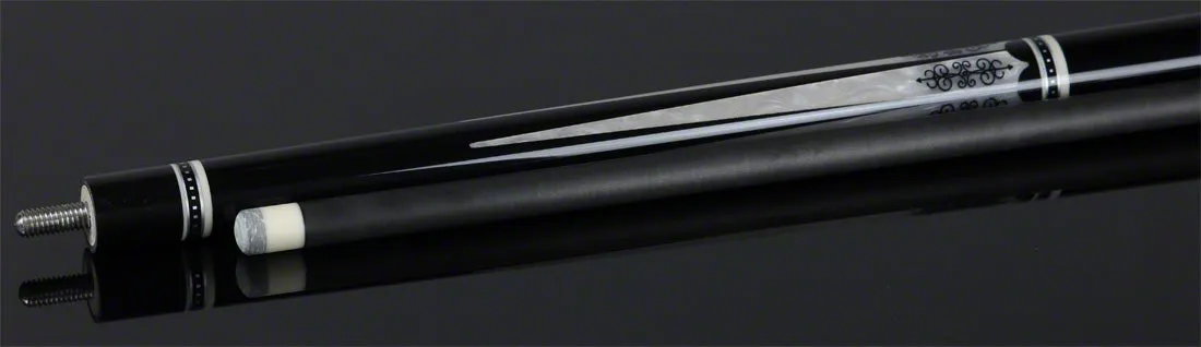 Meucci 21st Century 3 Black - MOP - Black Wrap Pool Cue with Carbon Shaft - 2103BKMOPBKC