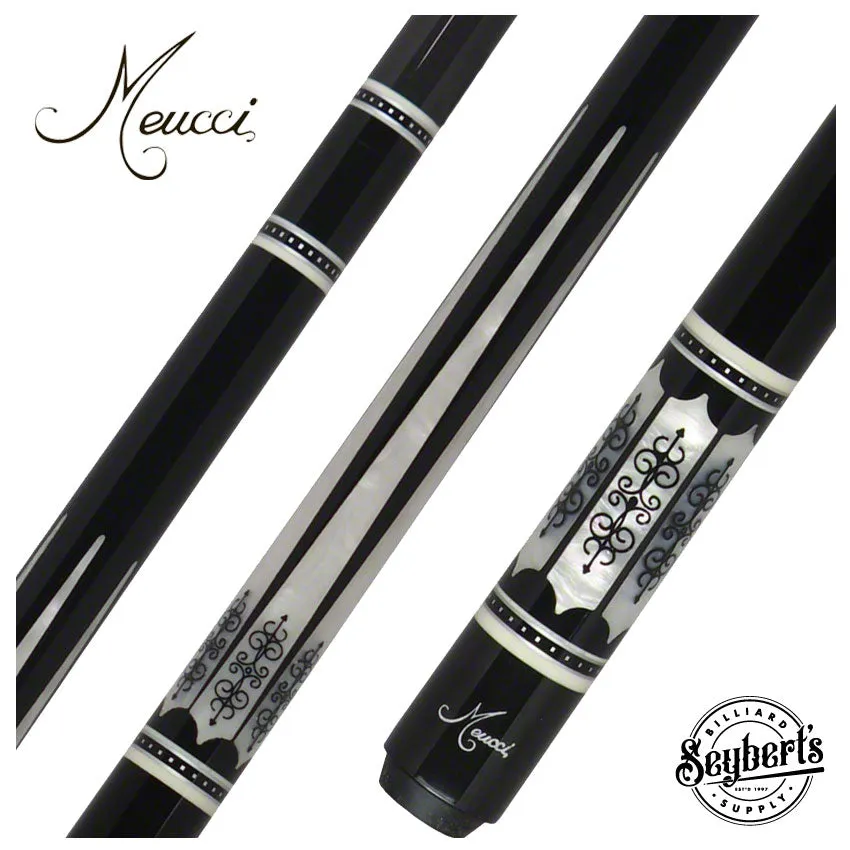 Meucci 21st Century 3 Black - MOP - Black Wrap Pool Cue with Carbon Shaft - 2103BKMOPBKC