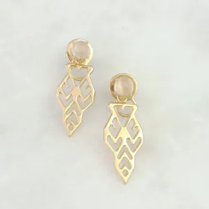 Moonstone Round Stud with Lawin Design