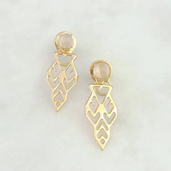 Moonstone Round Stud with Lawin Design