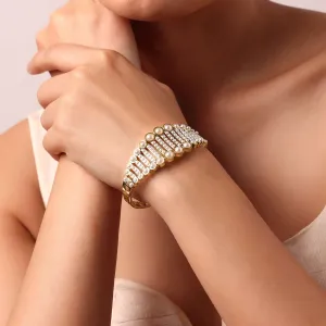 Multi Tone Bangle With Embedded Kundan And Beads