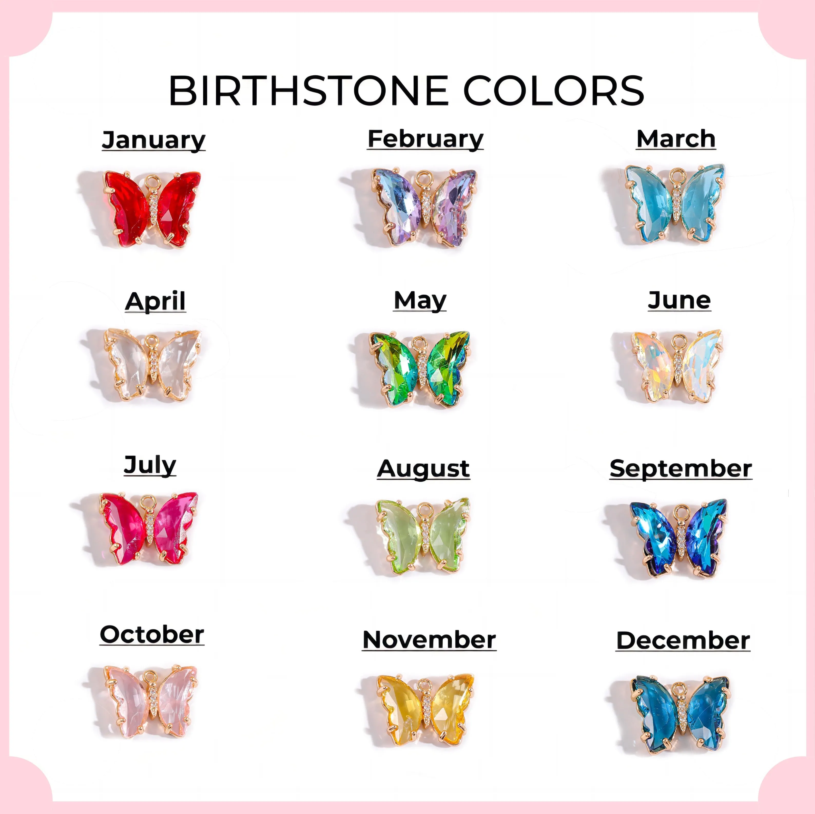 Pink Rose Girls Initial and Birthstone Gemstone Bracelet
