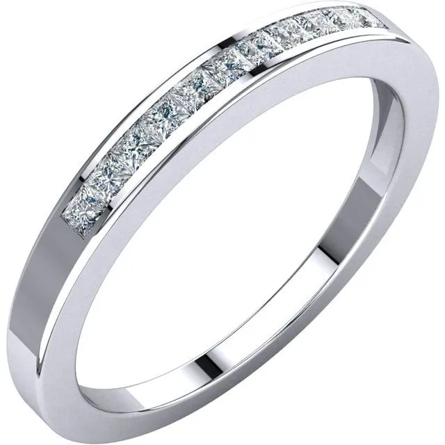 Platinum 1/4 CTW Square Diamond Anniversary Band