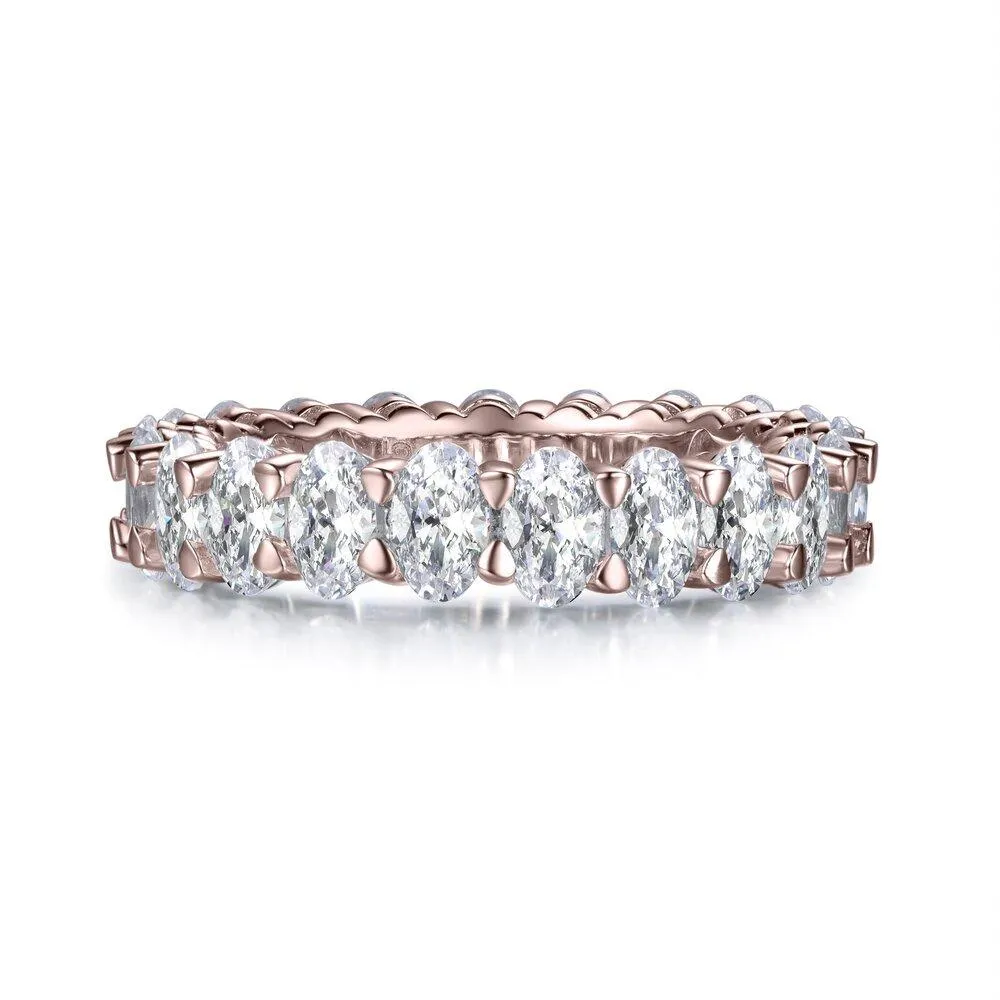 Rose Gold 14K Gold Oval Cut Diamond Eternity Band