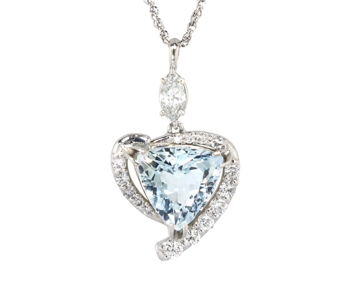 Swirl Aquamarine Diamond Custom Pendant