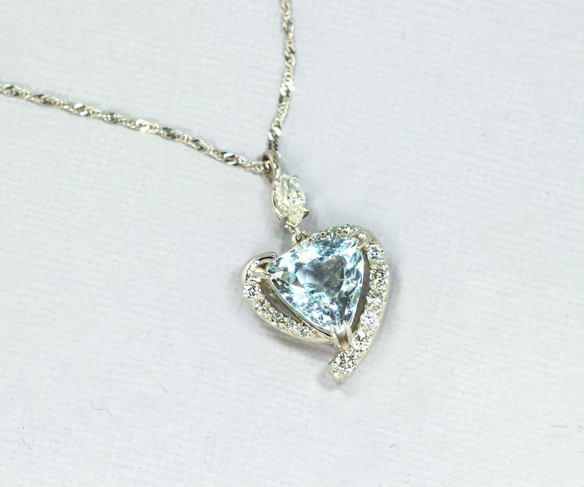 Swirl Aquamarine Diamond Custom Pendant