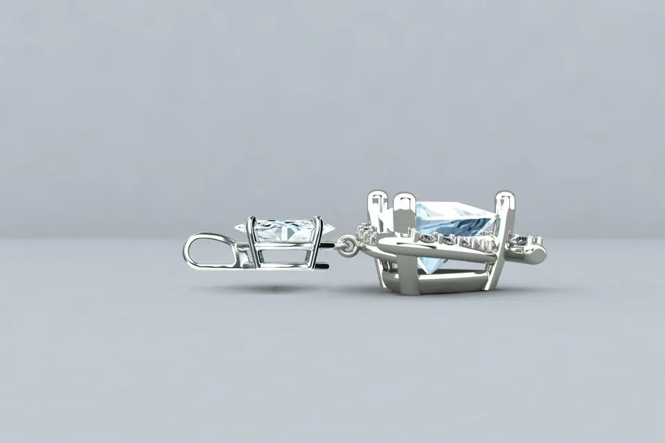 Swirl Aquamarine Diamond Custom Pendant