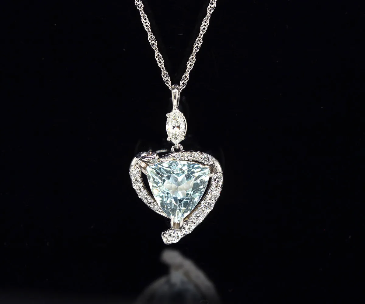 Swirl Aquamarine Diamond Custom Pendant