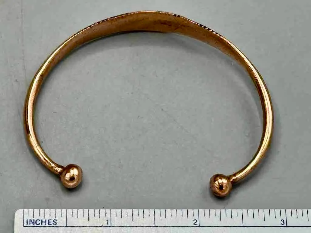 Tuareg Double Bar Multiple Stripe Inlay Etched Center Flat Copper Bracelet